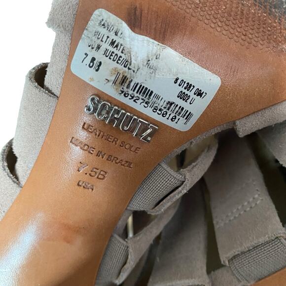 Schutz Marva Fringe Suede Tan Heels size 7.5 - Picture 7 of 8